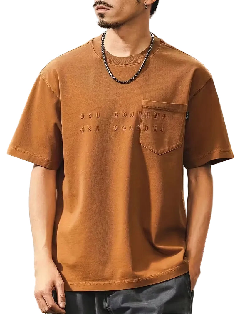 Men's Crewneck T-Shirt with Embossed Lettering