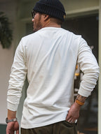 Men's Long-Sleeve Henley Shirt with Three-Button Placket