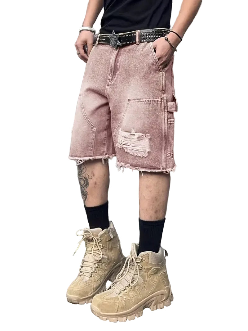 Men's Shorts with Faded Wash and Utility Loop