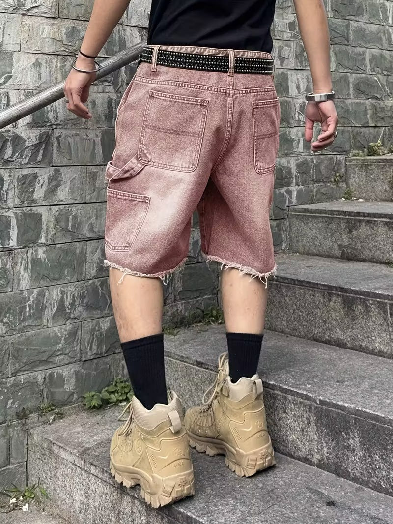 Men's Shorts with Faded Wash and Utility Loop