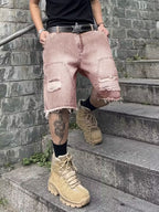 Men's Shorts with Faded Wash and Utility Loop