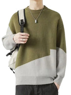 Men's Two-Tone Crewneck Knit Sweater