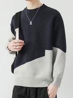 Men's Two-Tone Crewneck Knit Sweater
