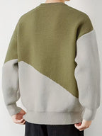 Men's Two-Tone Crewneck Knit Sweater