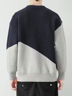 Men's Two-Tone Crewneck Knit Sweater