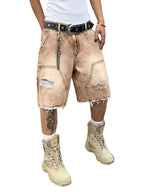 Men's Wide-Leg Shorts with Geometric Patch Panels