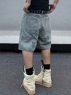 Men's Wide-Leg Shorts with Letter Patches