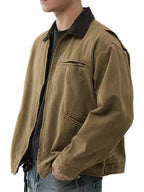 Men's Zip-Up Jacket with Corduroy Collar