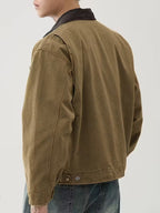 Men's Zip-Up Jacket with Corduroy Collar