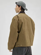 Men's Zip-Up Jacket with Corduroy Collar
