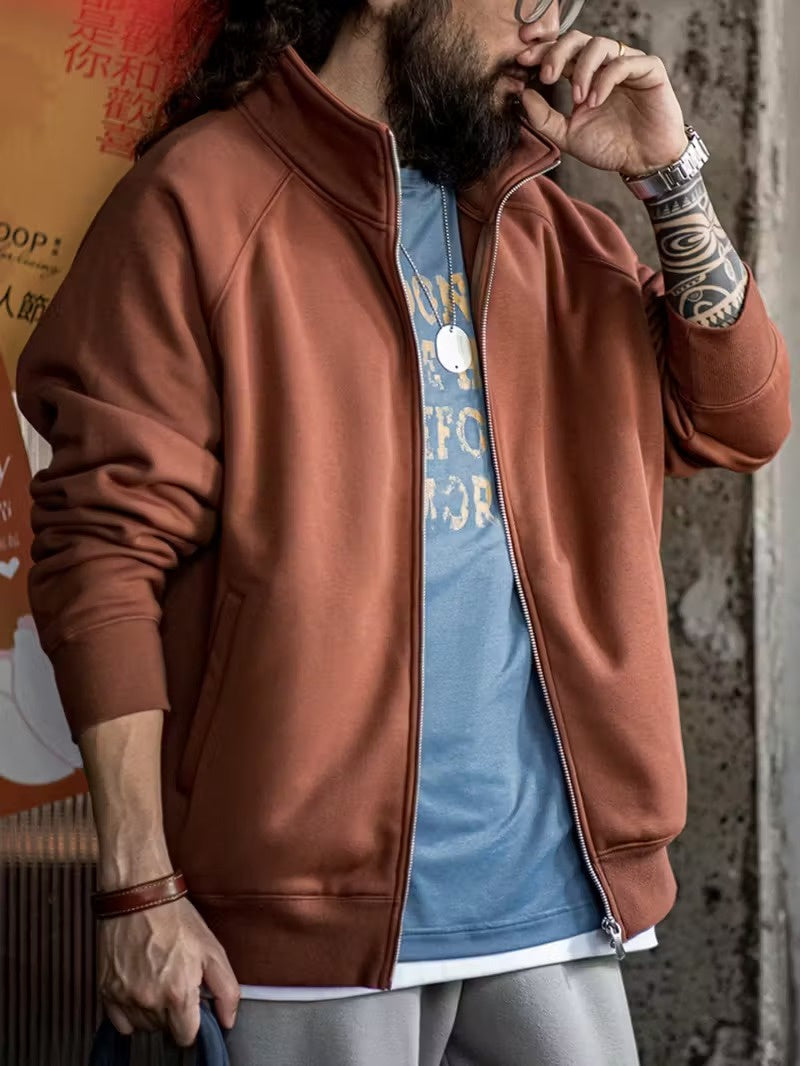Men's Zip-Up Jacket with Raglan Sleeves