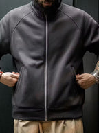 Men's Zip-Up Jacket with Raglan Sleeves