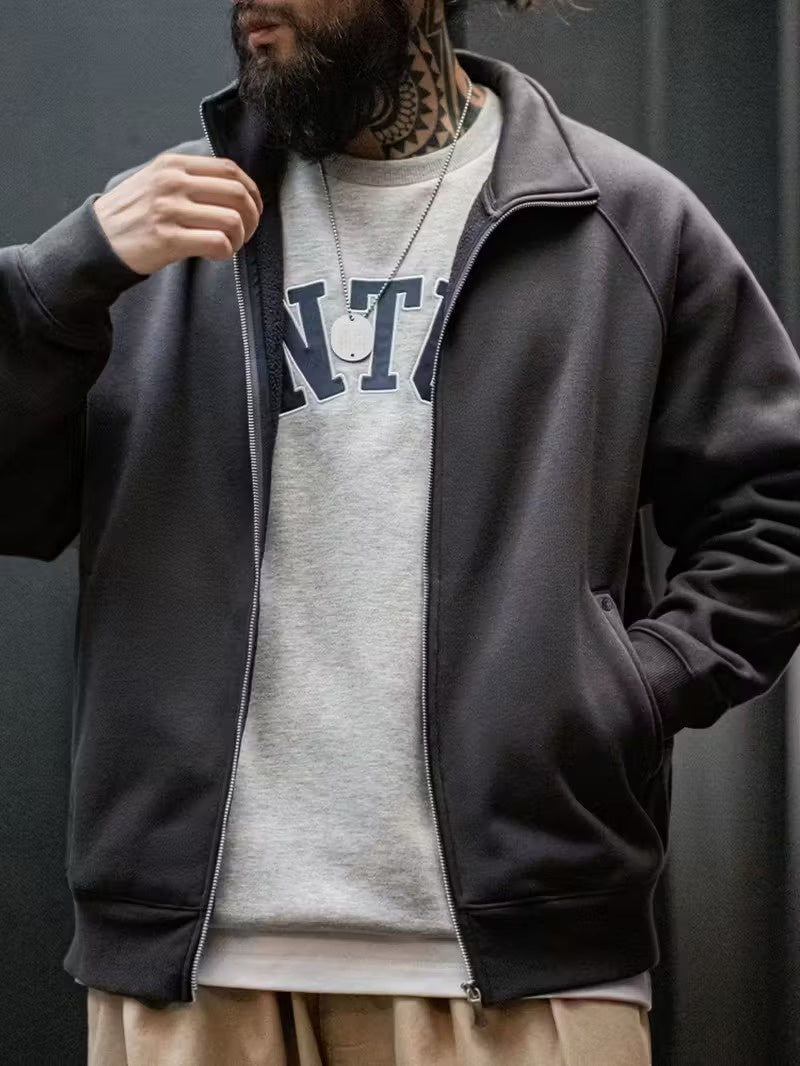 Men's Zip-Up Jacket with Raglan Sleeves