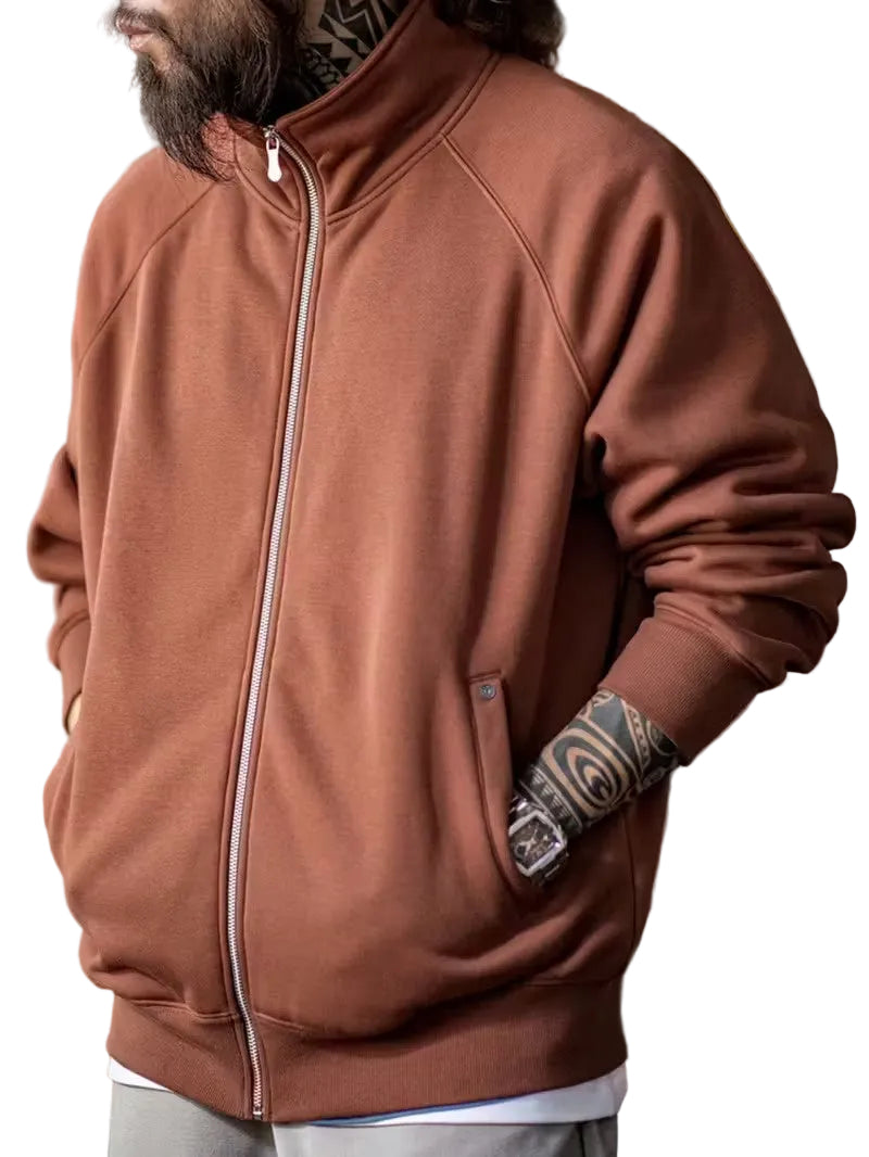 Men's Zip-Up Jacket with Raglan Sleeves